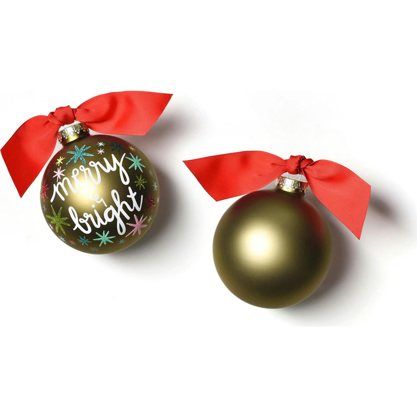 Merry and Bright Stars Glass Ornament