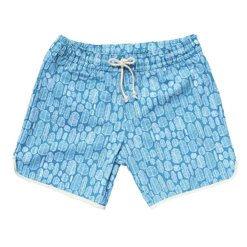 Rupert Swim Shorts Banana Leaves Print In Sky Blue