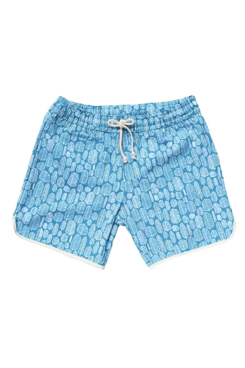 Rupert Swim Shorts Banana Leaves Print In Sky Blue