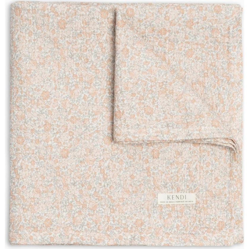 Muslin Swaddle Blanket - Belmont Floral / Shell + Powder