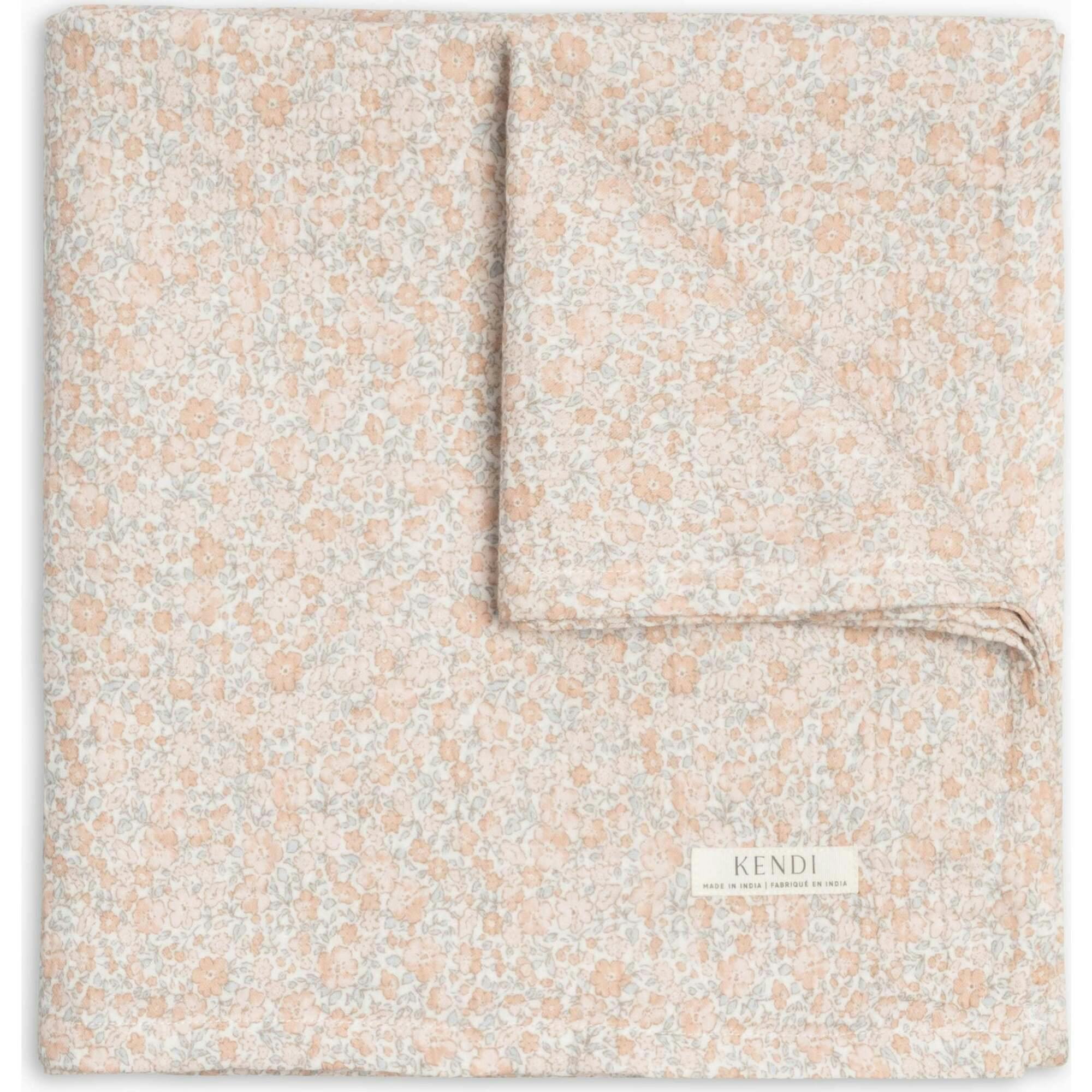 Muslin Swaddle Blanket - Belmont Floral / Shell + Powder