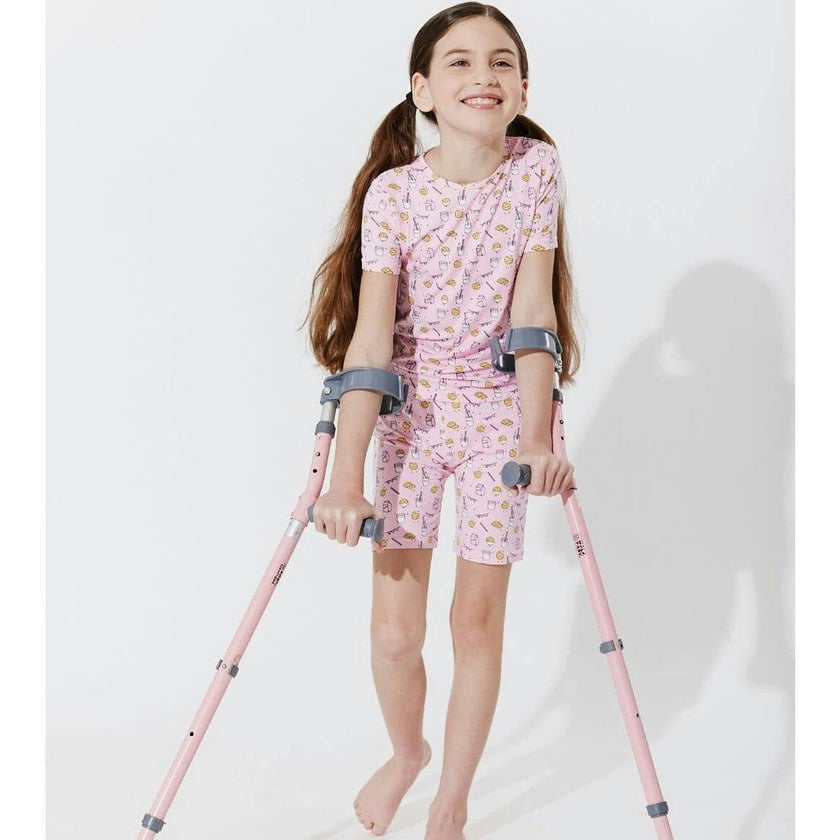 Milk & Cookies Pink Bamboo Kids Pajama Short Set