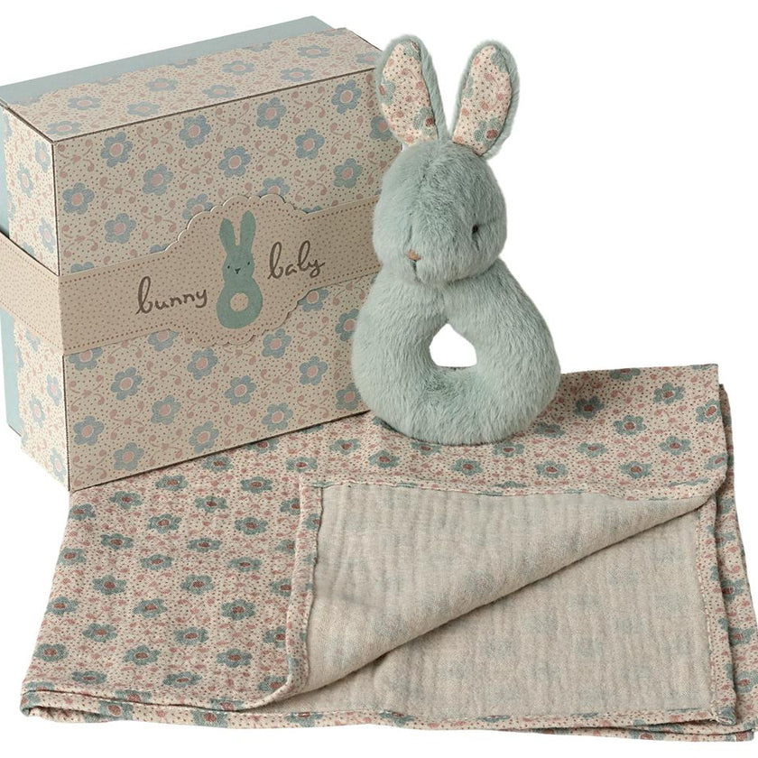 Rabbit rattle set - Mint