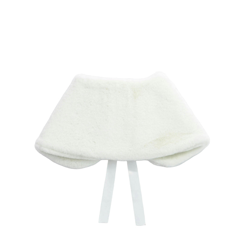 Ivory Ribbon-Tie Faux Fur Collar