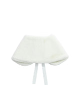 Ivory Ribbon-Tie Faux Fur Collar