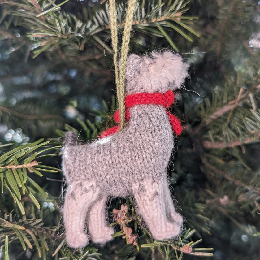 Schnauzer Dog Hand Knit Christmas Ornament Arcadia Home