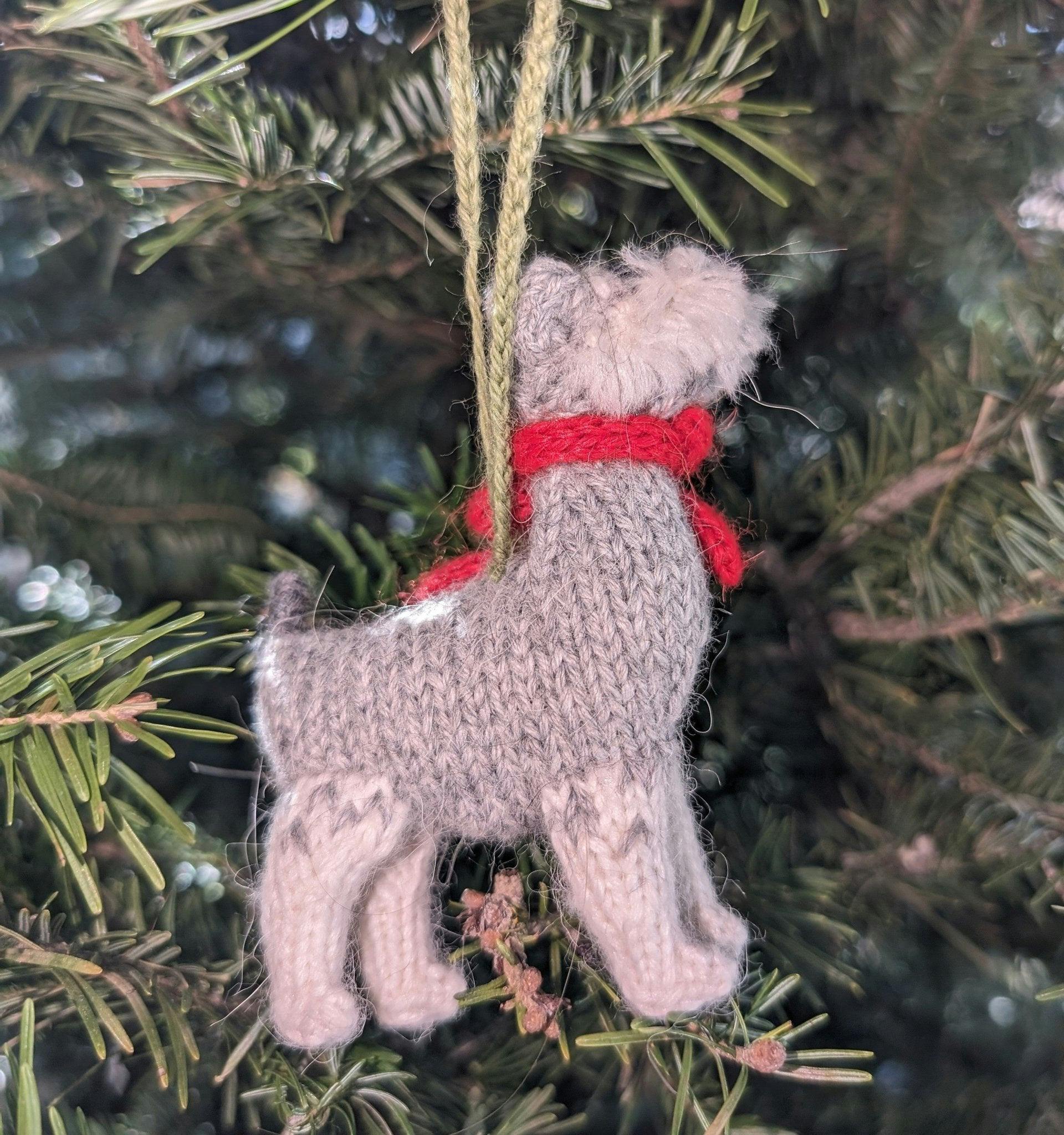 Schnauzer Dog Hand Knit Christmas Ornament Arcadia Home