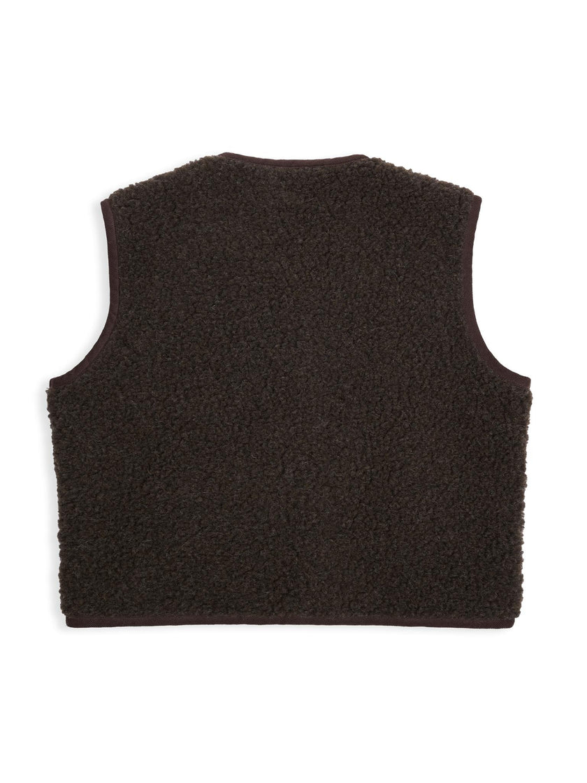 adult merino wool vest - chocolate brown