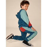 Colorblock Stripe-Out Elastic Waist Drawstring Pocket Joggers, Blue