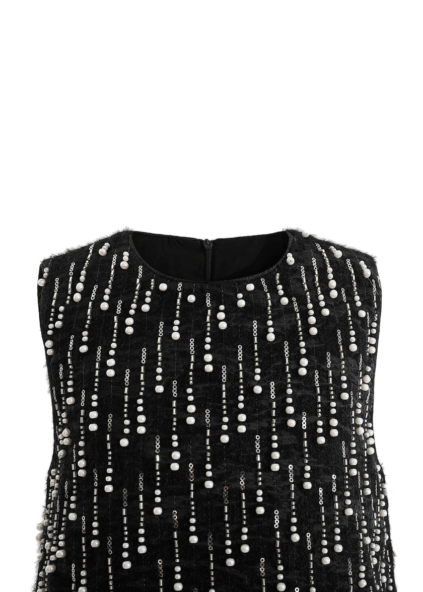 Black & White Feathered Glam Dress