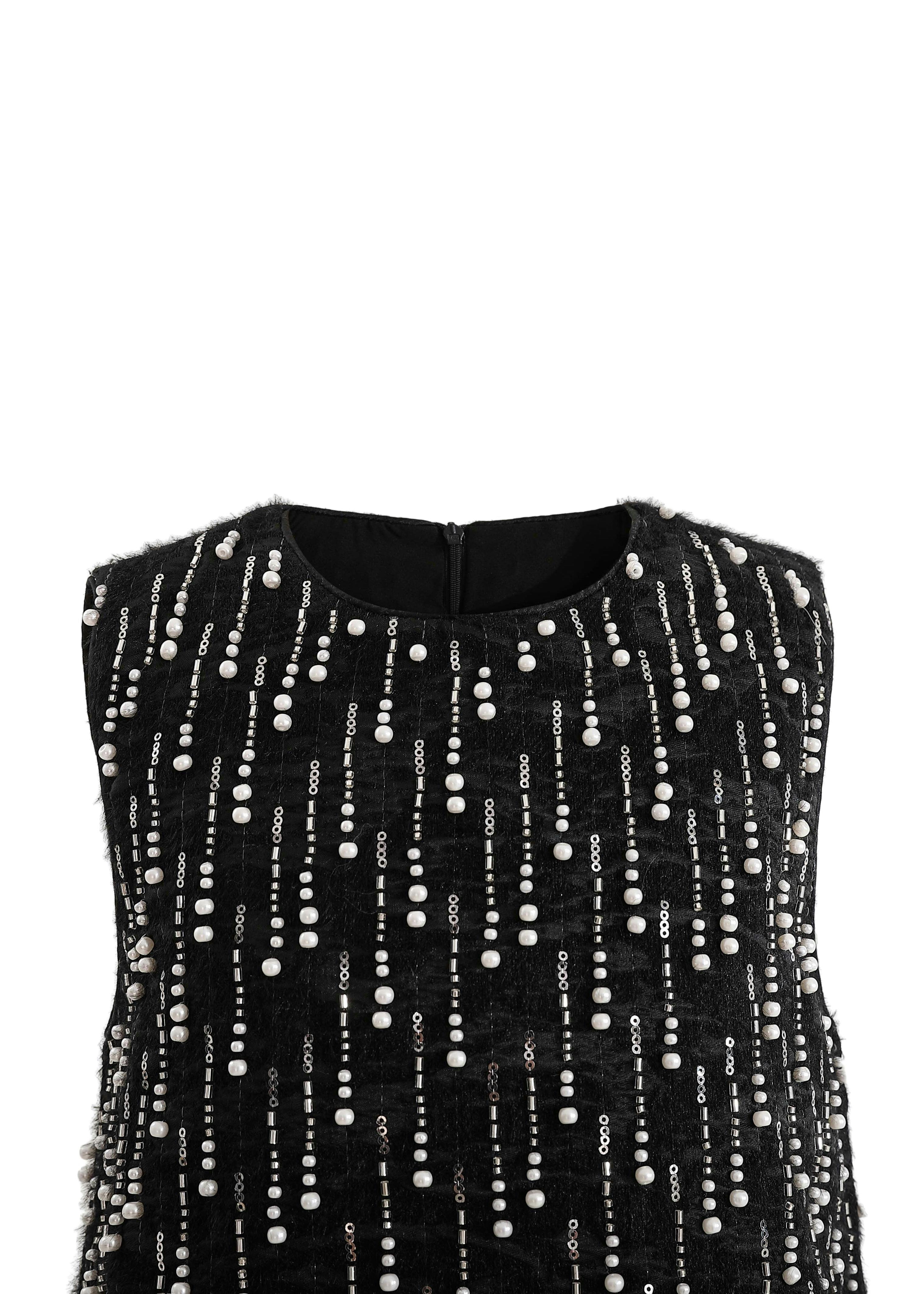 Black & White Feathered Glam Dress