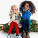 Kids knit mittens in fair isle