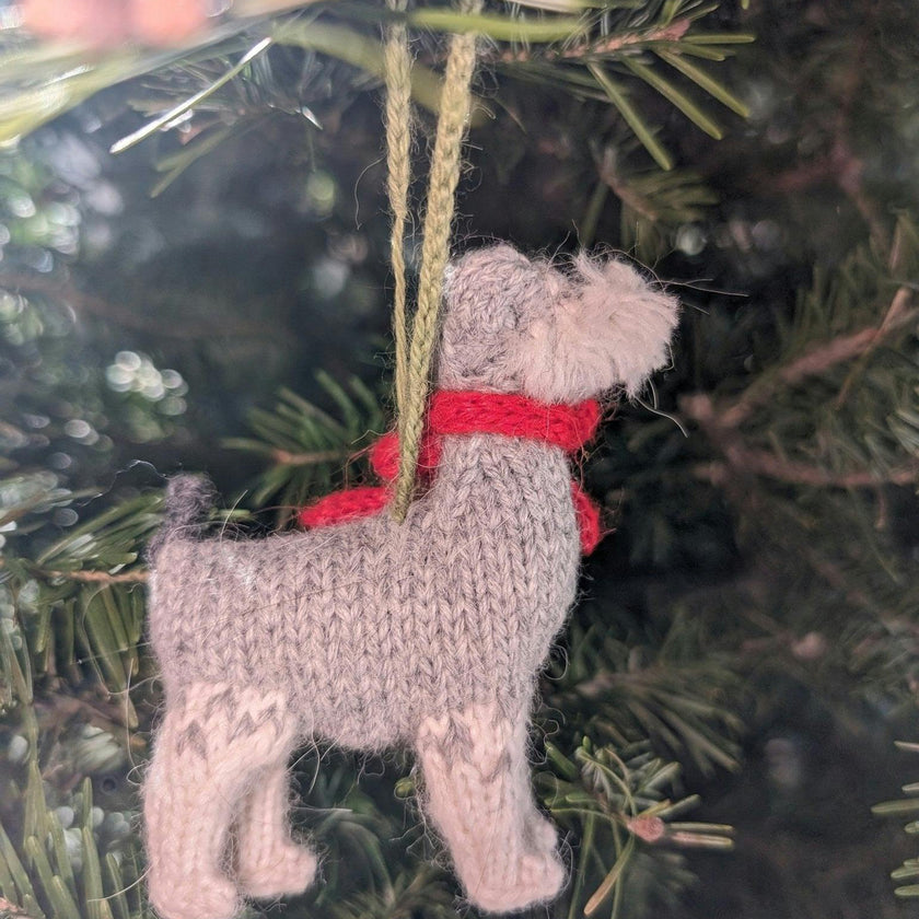 Schnauzer Dog Hand Knit Christmas Ornament Arcadia Home