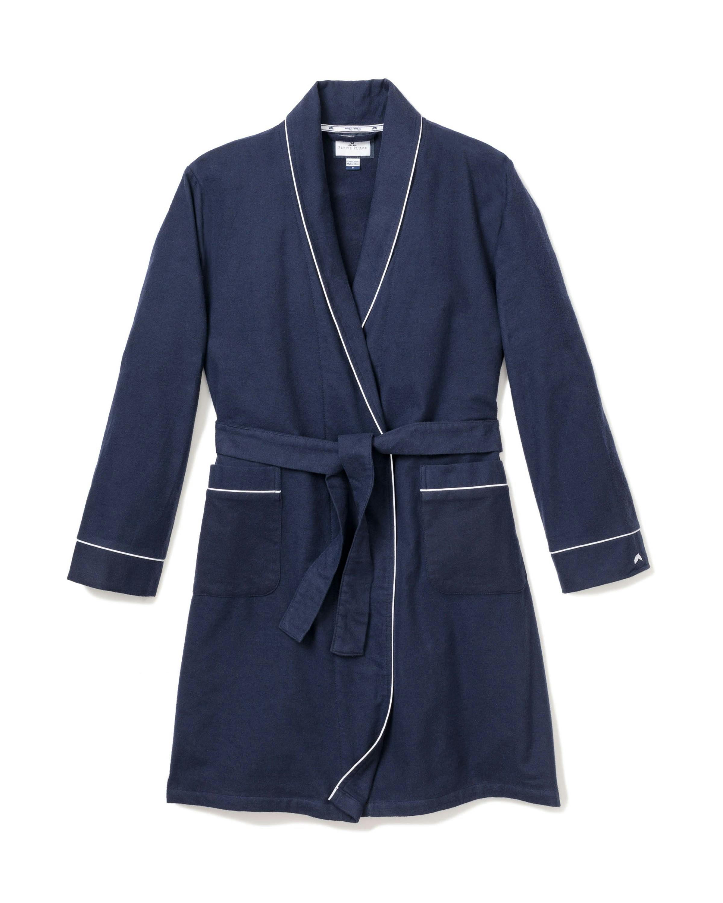 Kid's Flannel Robe in Navy