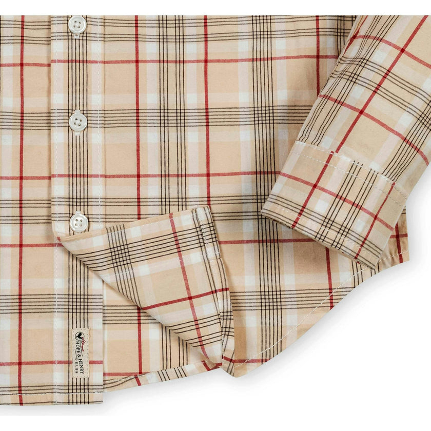 Organic Long Sleeve Stretch Poplin Shirt, Beige