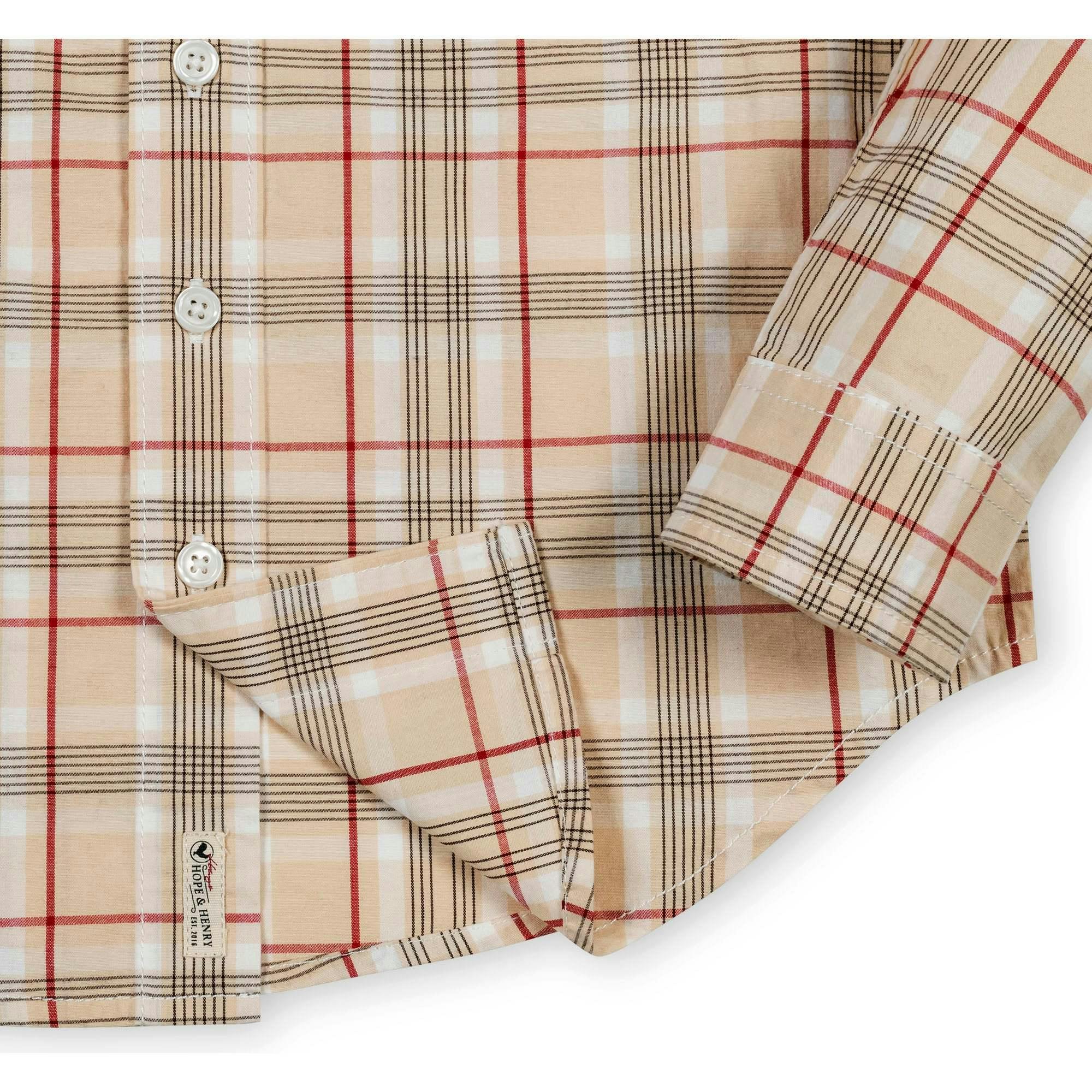 Organic Long Sleeve Stretch Poplin Shirt, Beige