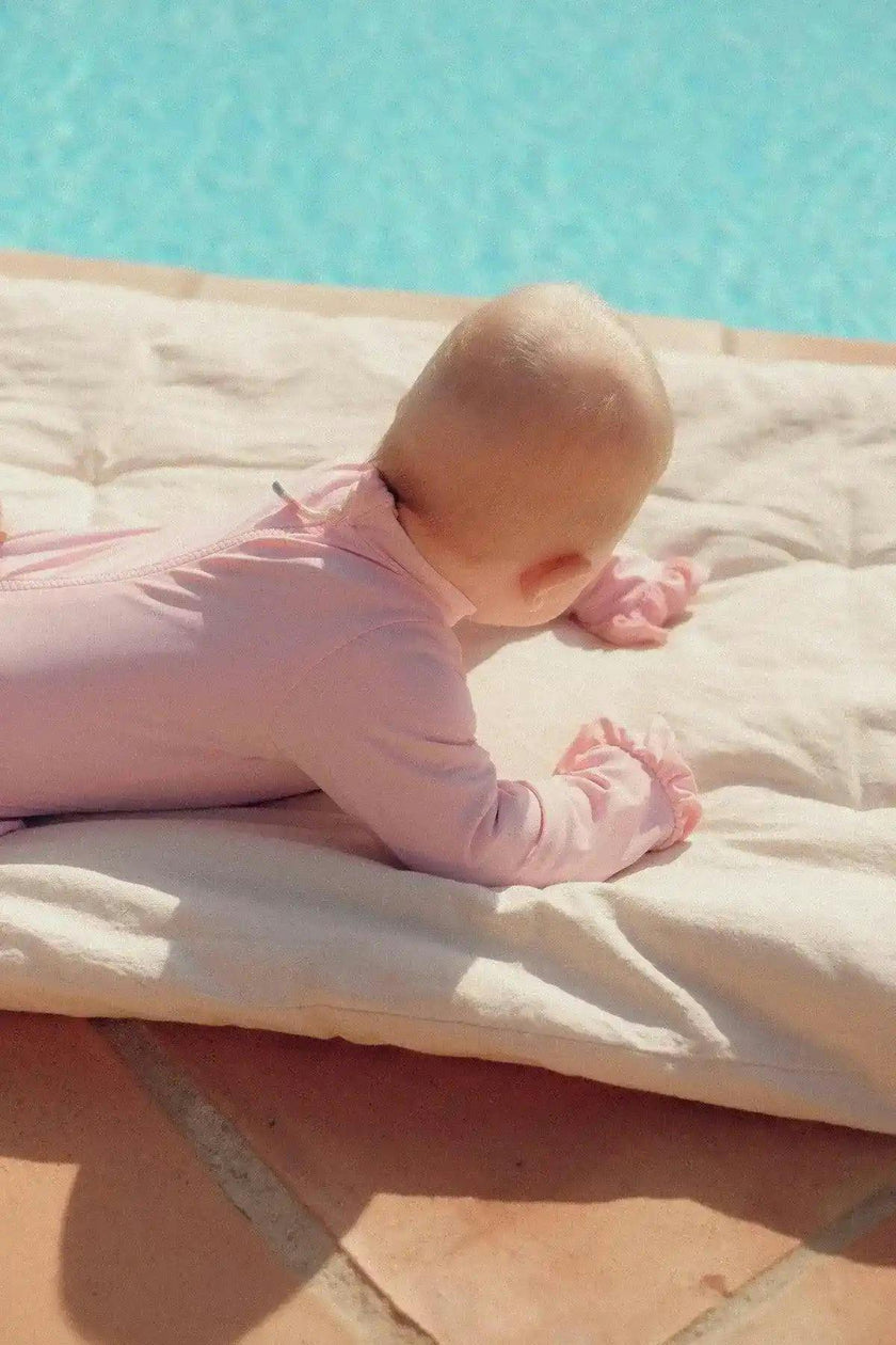 Baby Girl Anti-UV Swimsuit, Pale Pink Long Sleeves| BORA BORA BEBE
