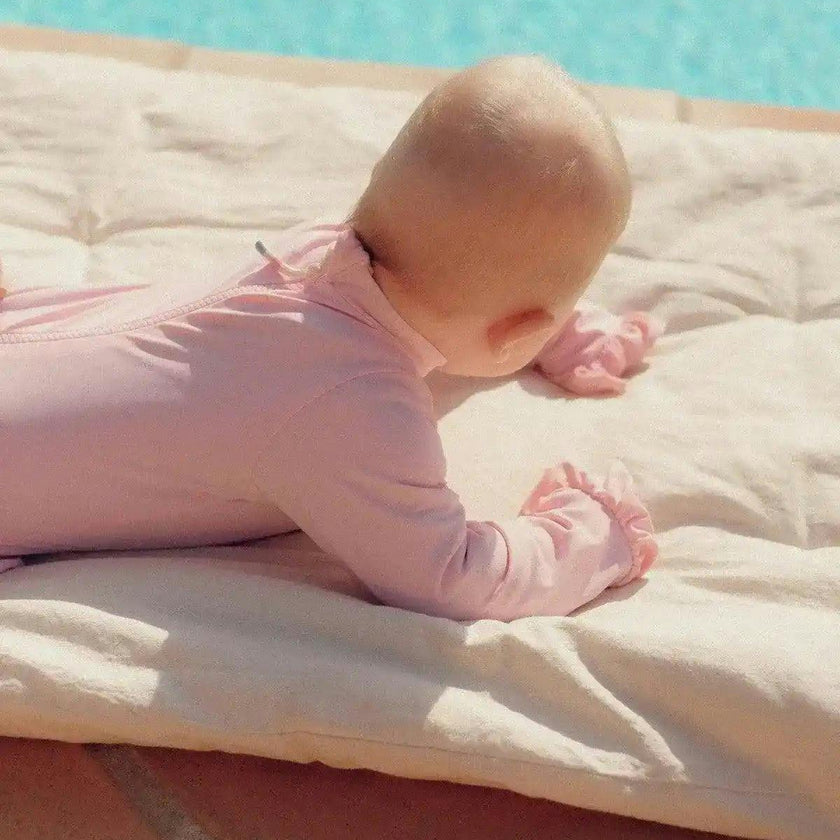 Baby Girl Anti-UV Swimsuit, Pale Pink Long Sleeves| BORA BORA BEBE