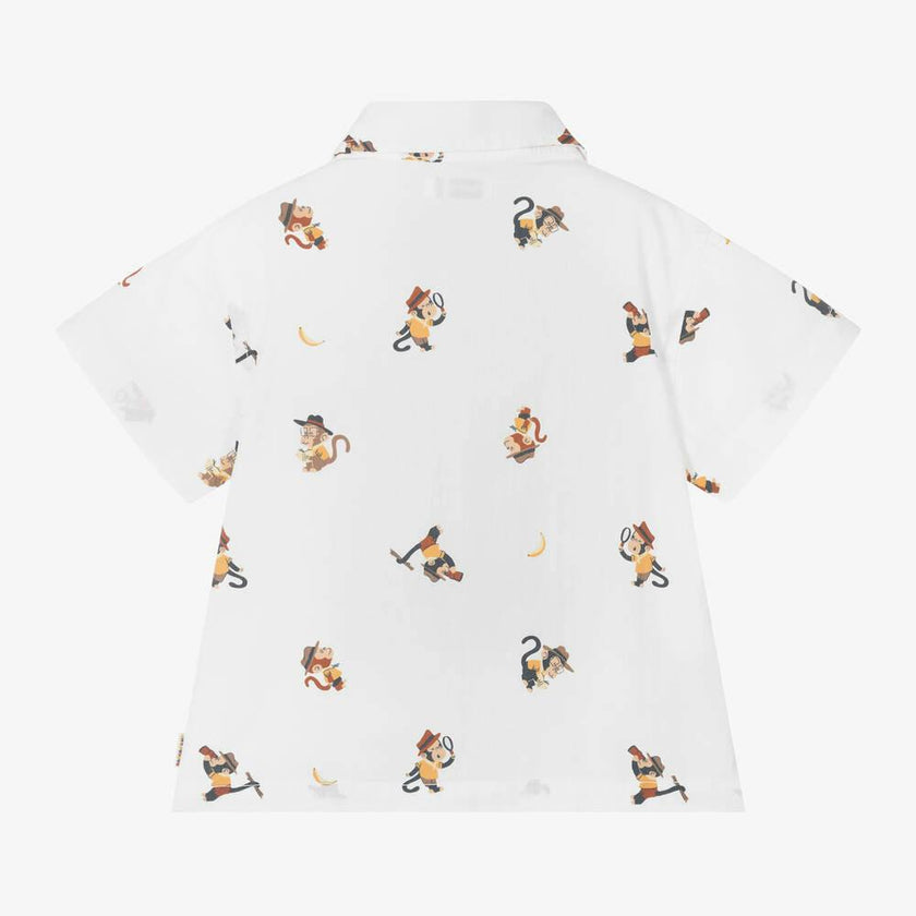 White Inspector Print Shirt