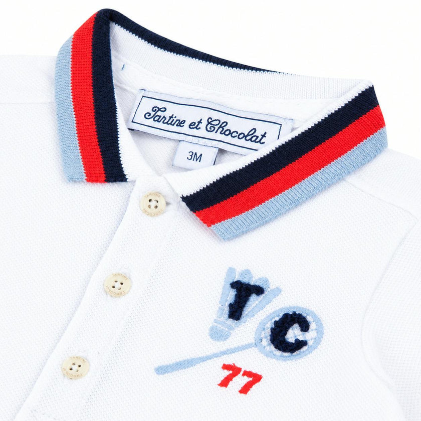 TARTINE ET CHOCOLAT Badminton Baby Polo - Blanc