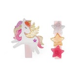Unicorn Winged Coral Stars Glitter Hair Clips