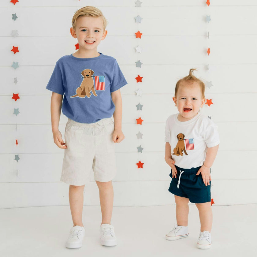 Patriotic Pup Patch Short Sleeve T-Shirt - Indigo
