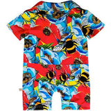 Summer Floral Bumble Bee Short Collared Baby Romper