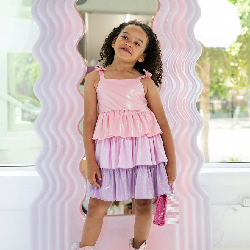 Pastel Ombre Shimmer Bow Dress
