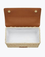 Medium Insulated Hand-Woven Wicker Lunchbox, Natural & Brown