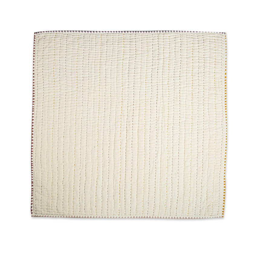 Kendi Beige Cotton Hand-Quilted Baby Blanket