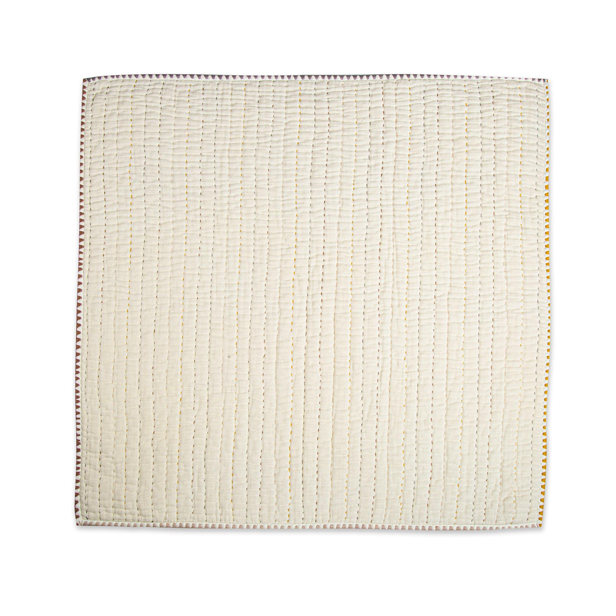 Kendi Beige Cotton Hand-Quilted Baby Blanket