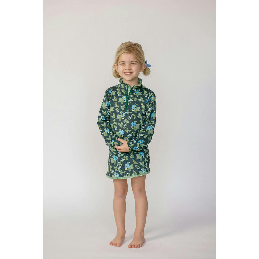 Kitt Set in Spring Mustard Flower In Navy/ Apple Check