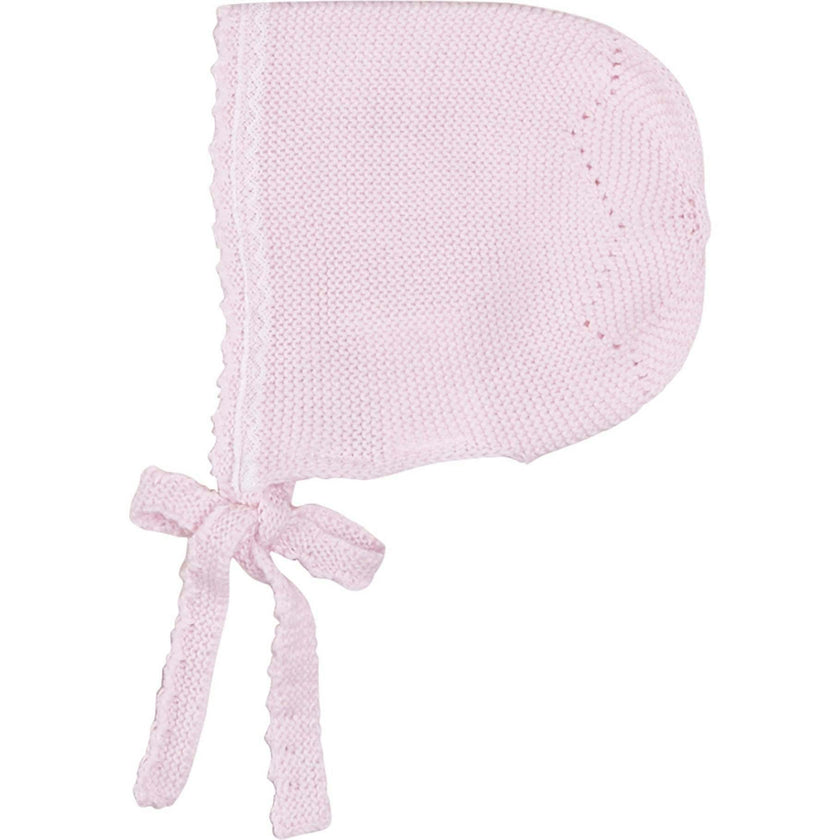Lace Detail Bonnet in Baby Pink (0-9mths)