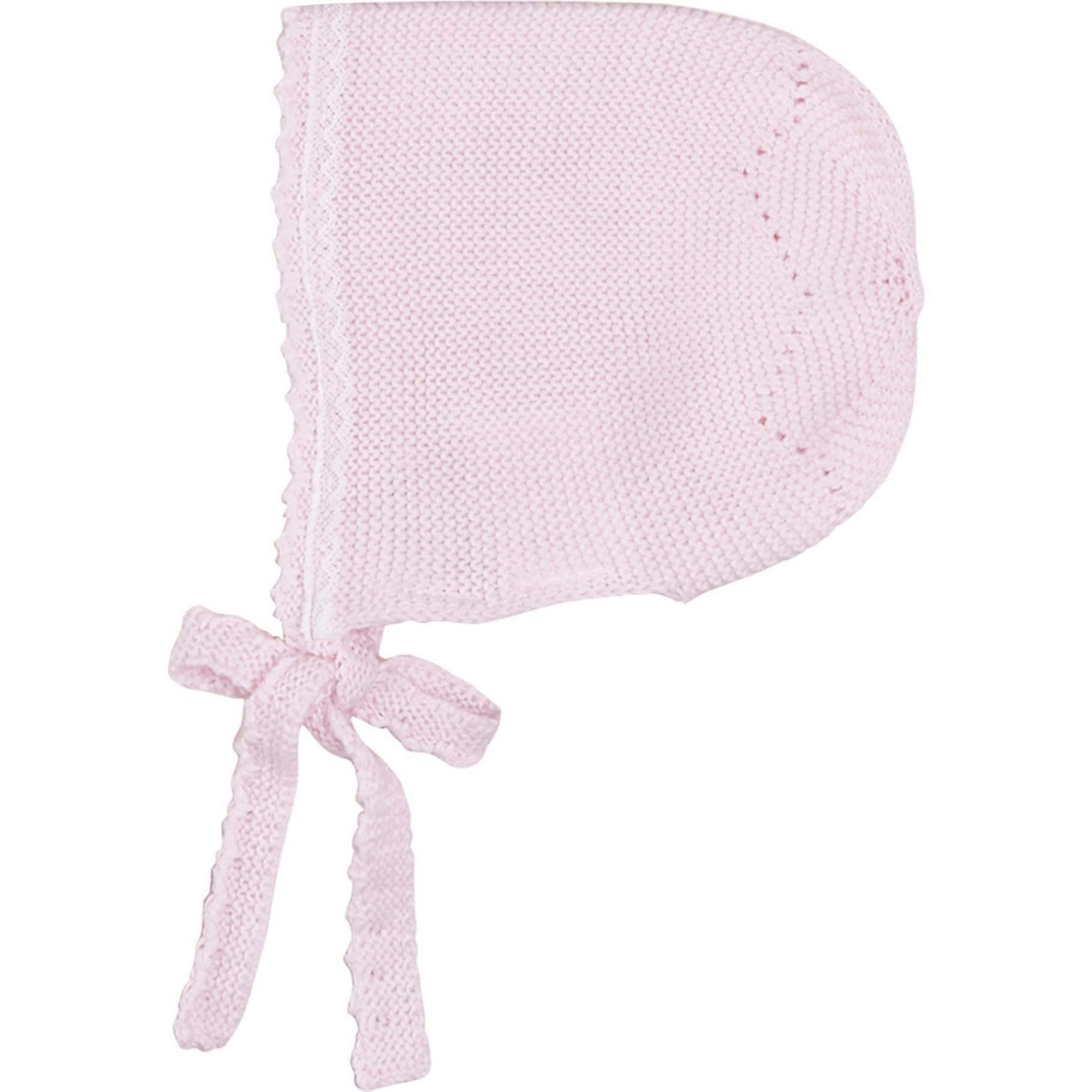 Lace Detail Bonnet in Baby Pink (0-9mths)