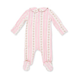 Antoinette Stripe - Smocked Peter Pan Snap Footie