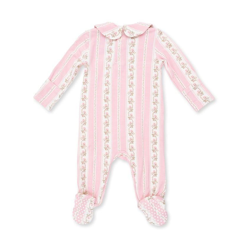 Antoinette Stripe - Smocked Peter Pan Snap Footie