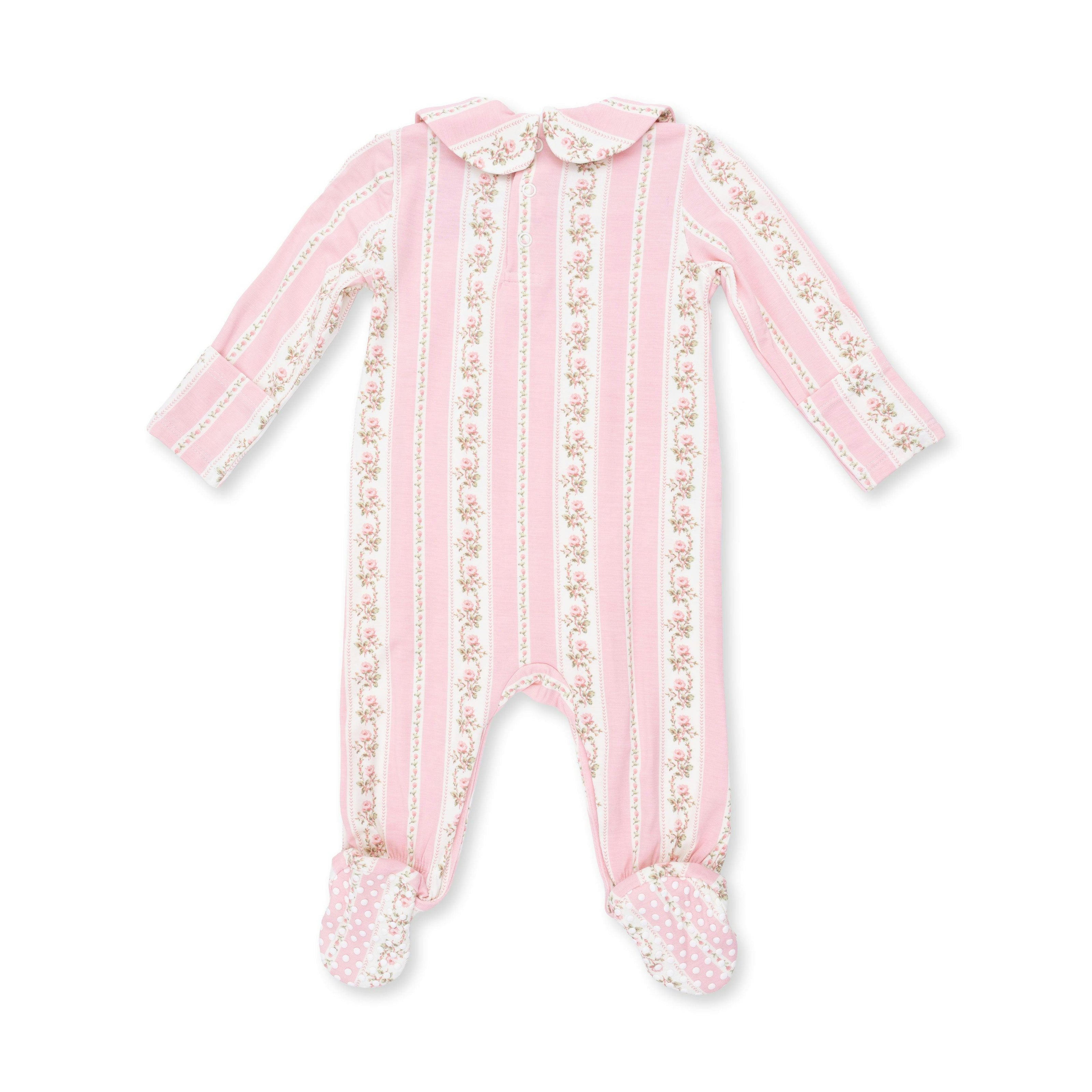 Antoinette Stripe - Smocked Peter Pan Snap Footie