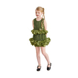 Green Evadelle Satin Ruffle Skirt Set