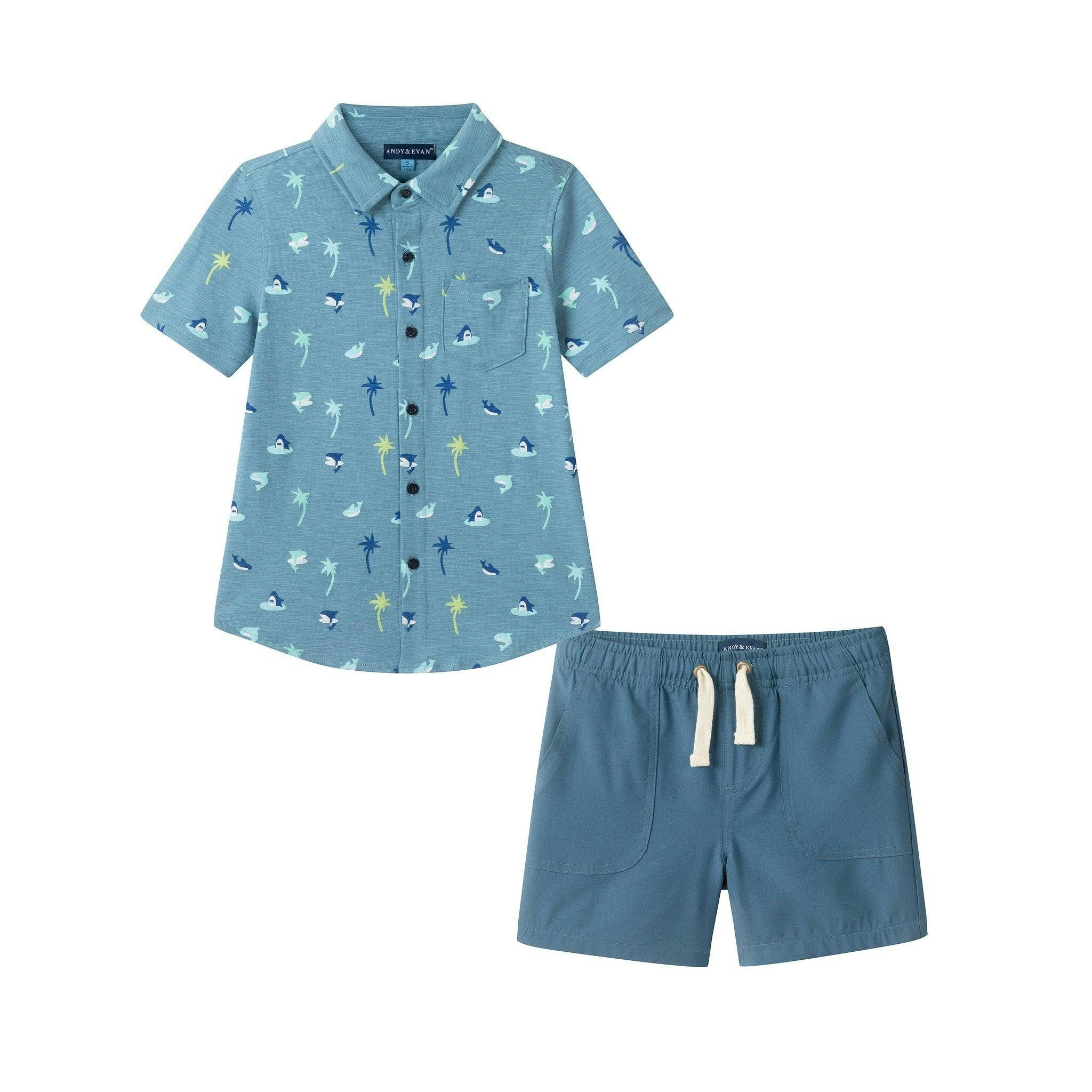 Boys Knit Buttondown Set | Tropical Vibes