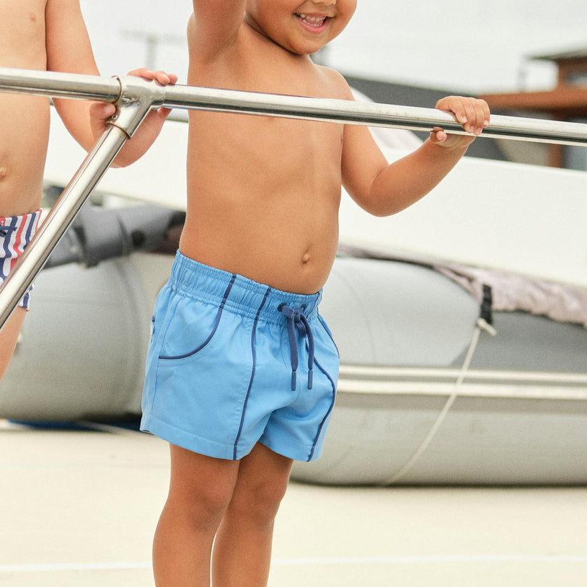 Boys Balboa Blue Panelled Boardie