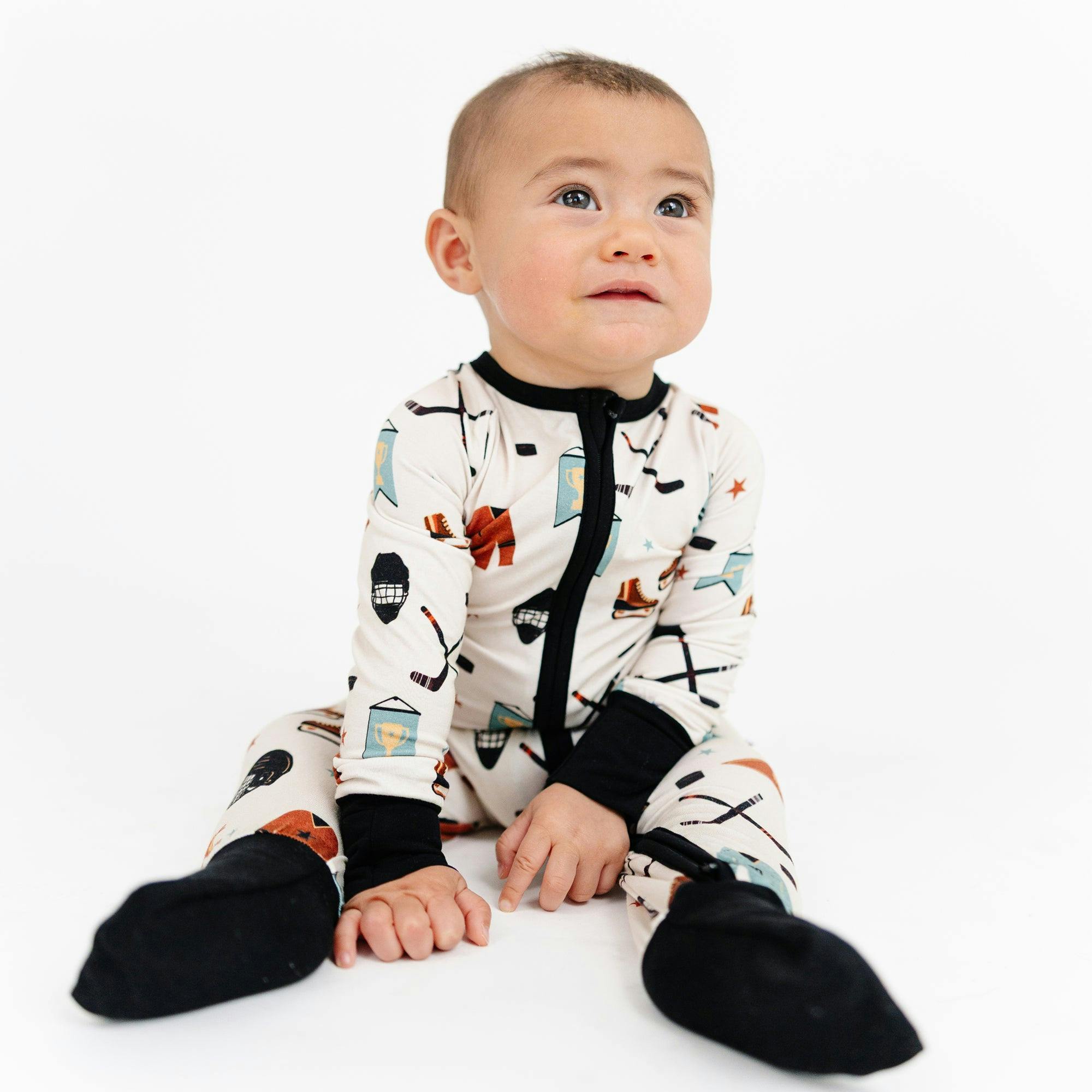 Hat Trick Hockey Bamboo Convertible Baby Pajama