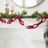 Hand Felted Wool Christmas Garland and Bunting - Loop Chain Red - 6' Arcadia Home