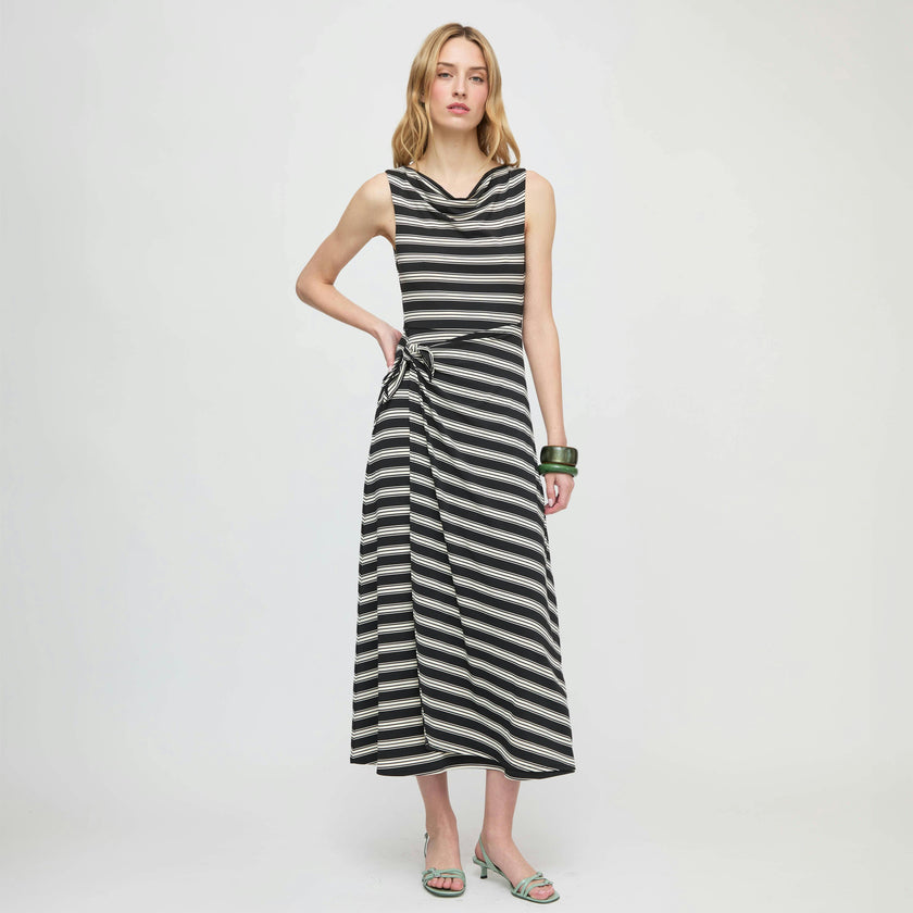 The Jayne Dress - Black/Ivory Stripe