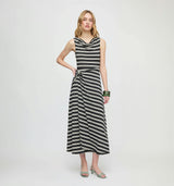 The Jayne Dress - Black/Ivory Stripe