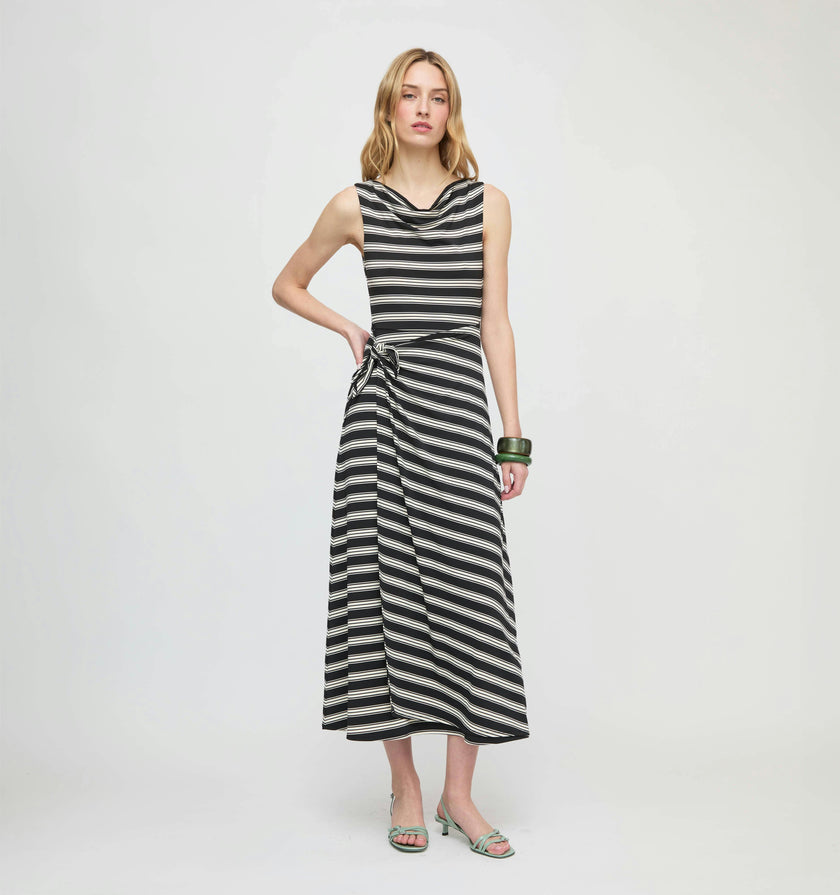 The Jayne Dress - Black/Ivory Stripe