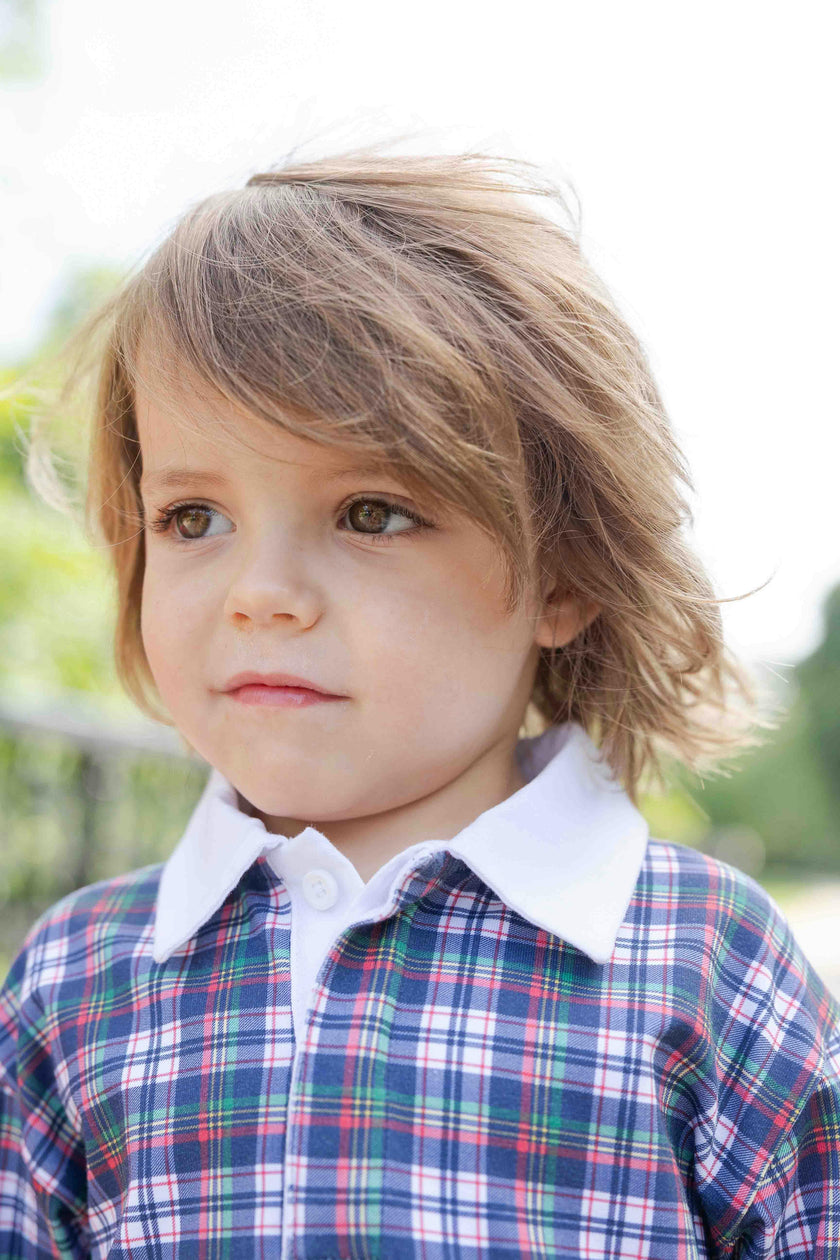 Plaid Knit Long Sleeve Polo