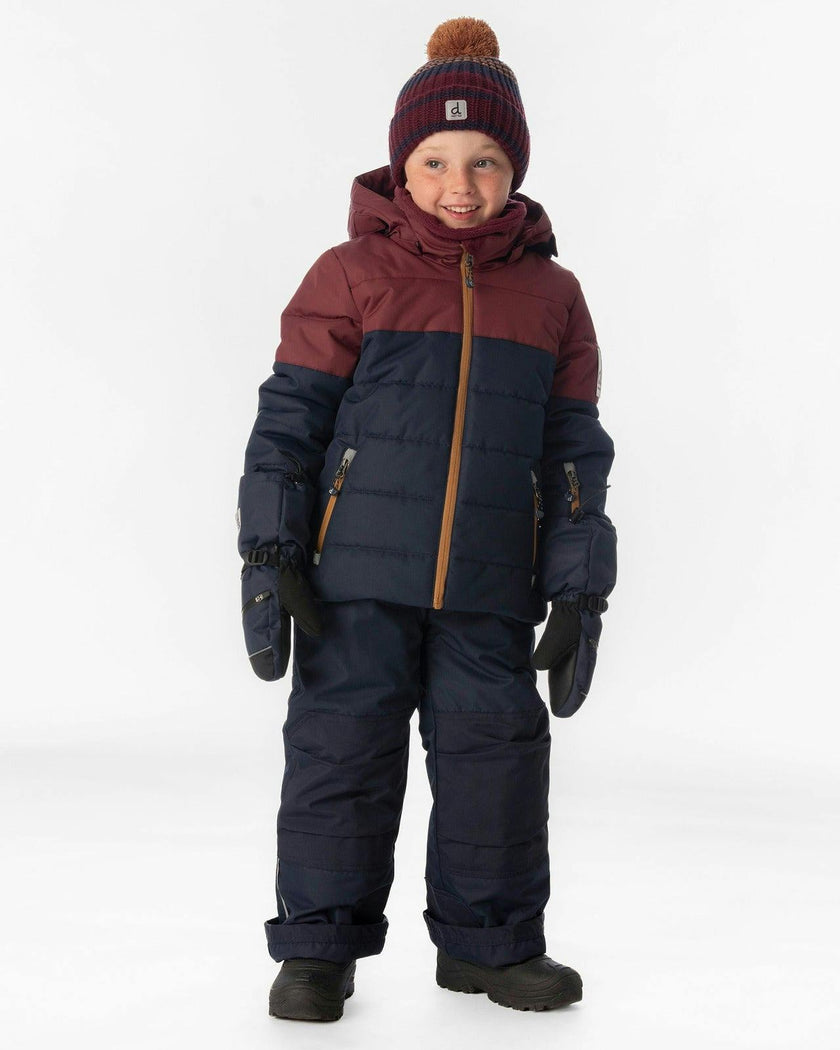 Two Piece Play Snowsuit Navy And Burgundy With Navy Pants