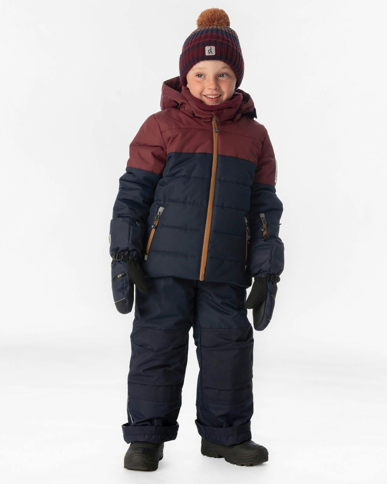 Two Piece Play Snowsuit Navy And Burgundy With Navy Pants
