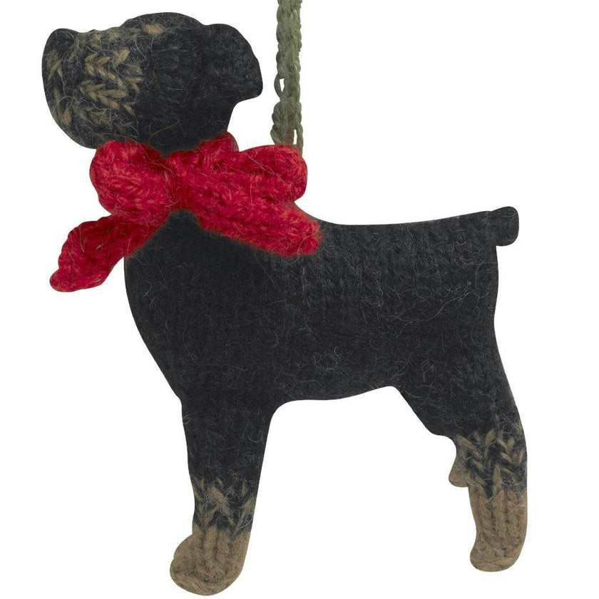 Rottweiler Dog Hand Knit Christmas Ornament