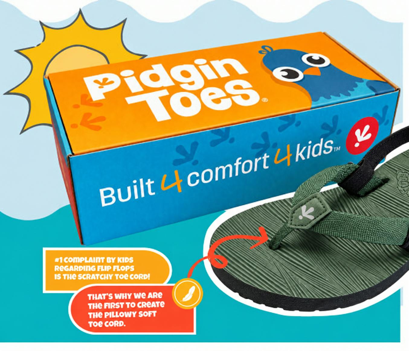 Pidgin Toes® Kids' Flip Flop, Kiwi